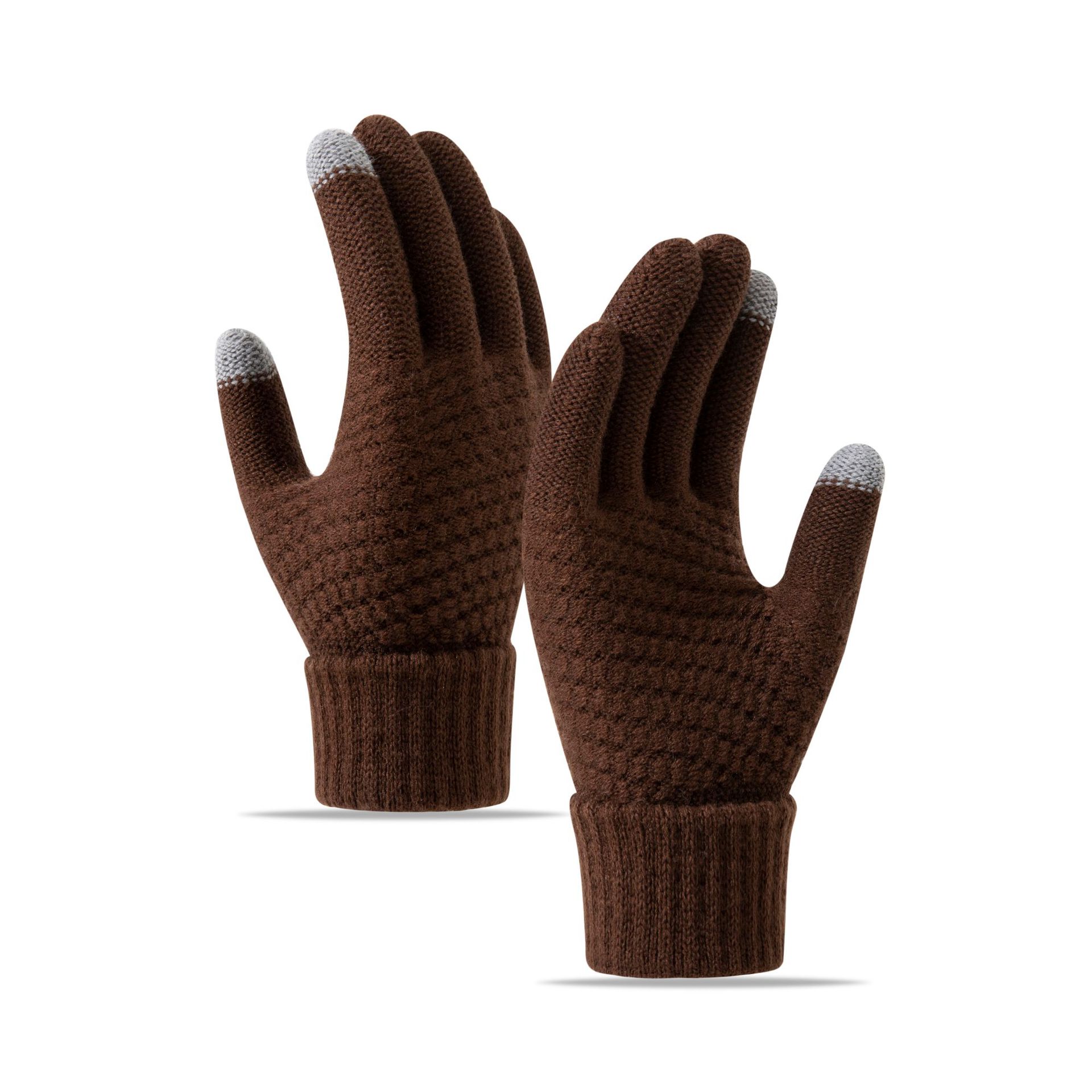 Fleece Lined Thickened Knitted Touch Screen Gloves