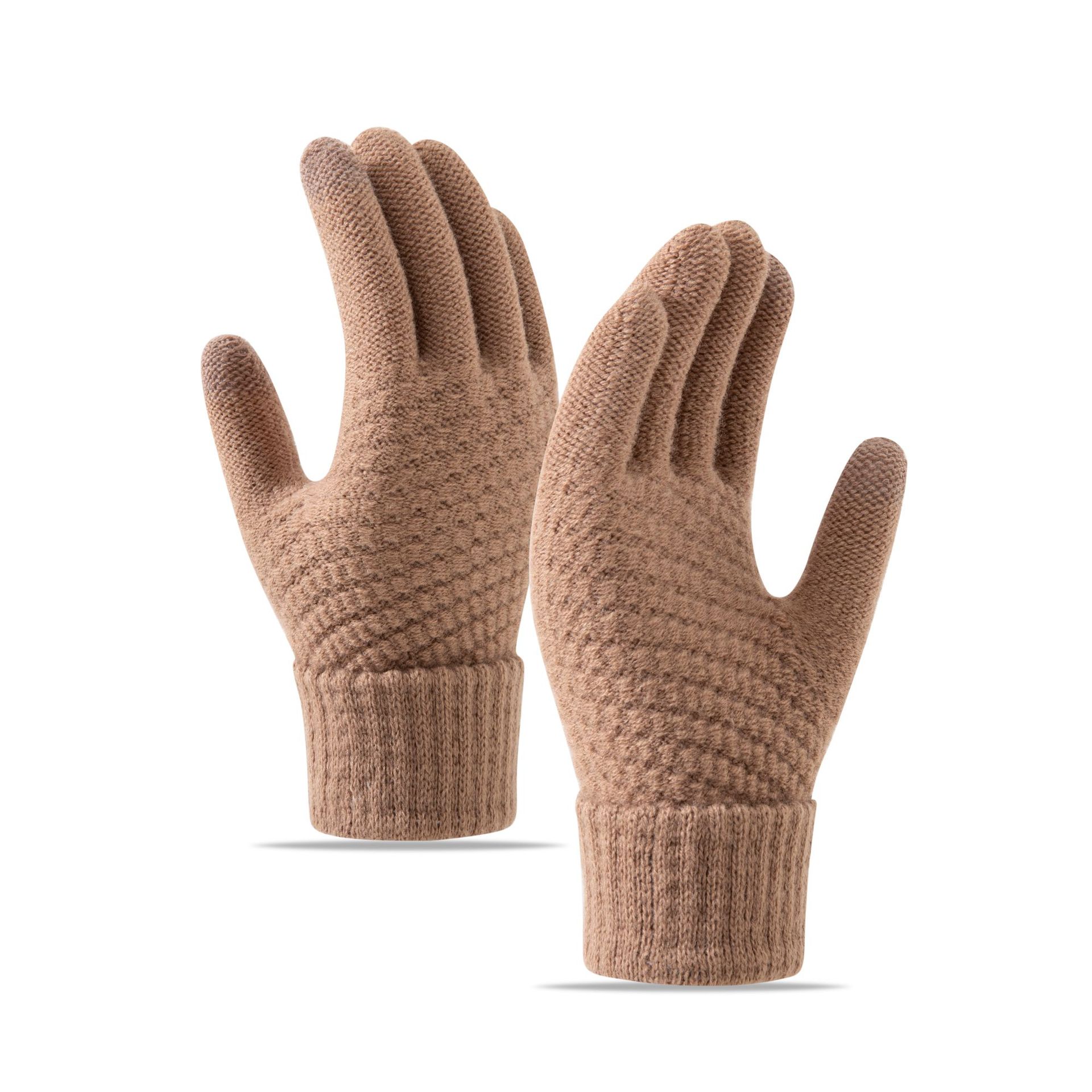 Fleece Lined Thickened Knitted Touch Screen Gloves