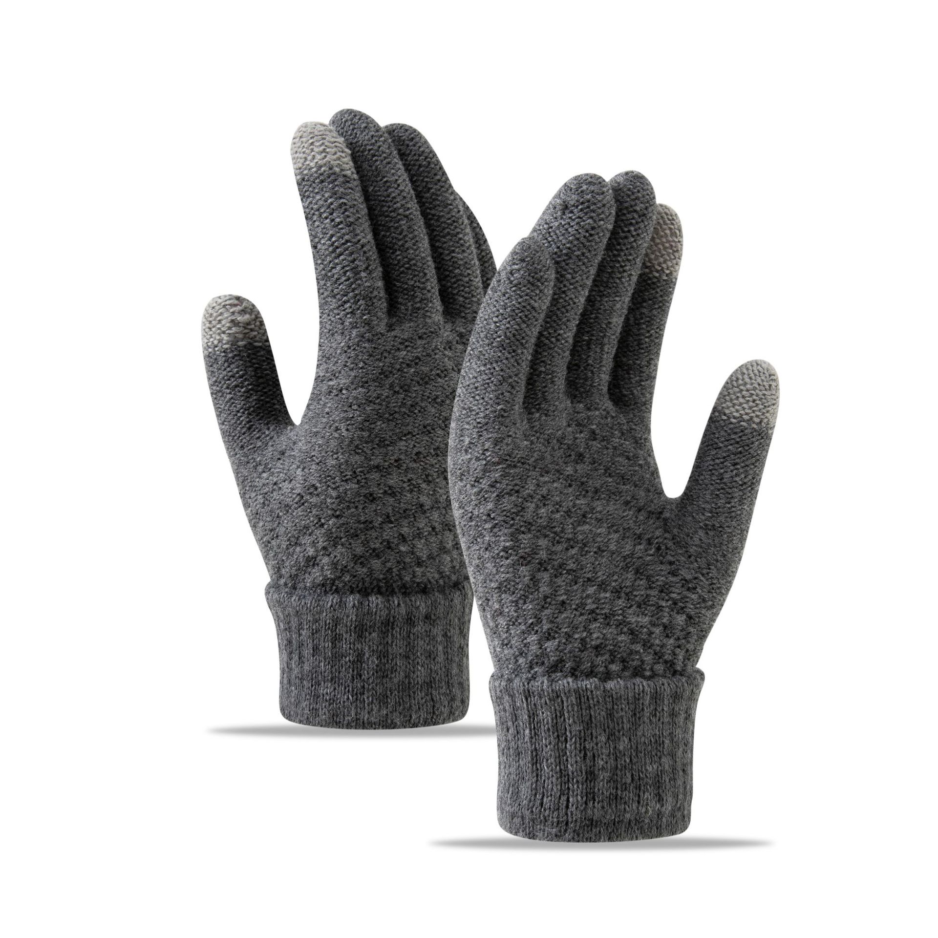 Fleece Lined Thickened Knitted Touch Screen Gloves