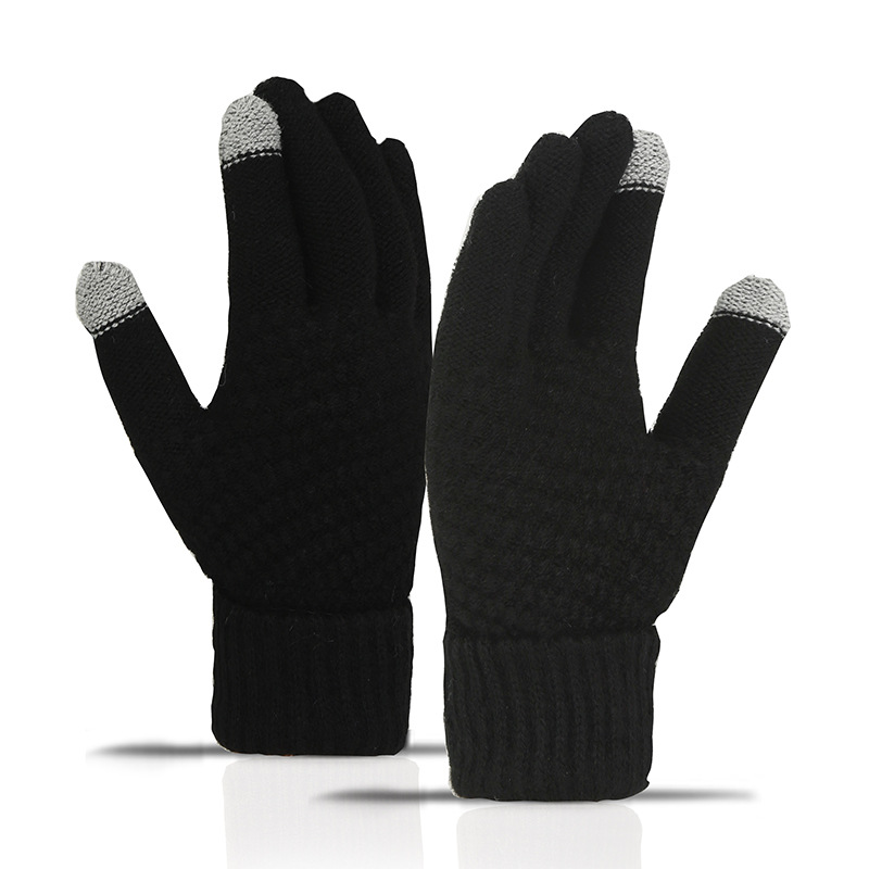 Fleece Lined Thickened Knitted Touch Screen Gloves