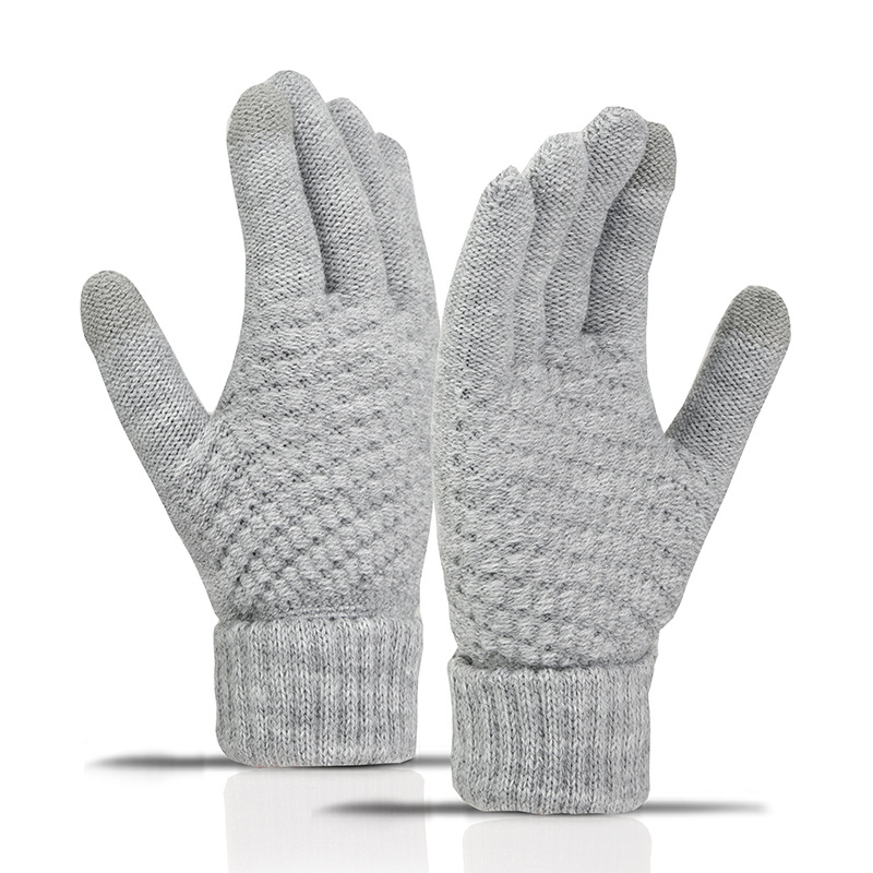 Fleece Lined Thickened Knitted Touch Screen Gloves