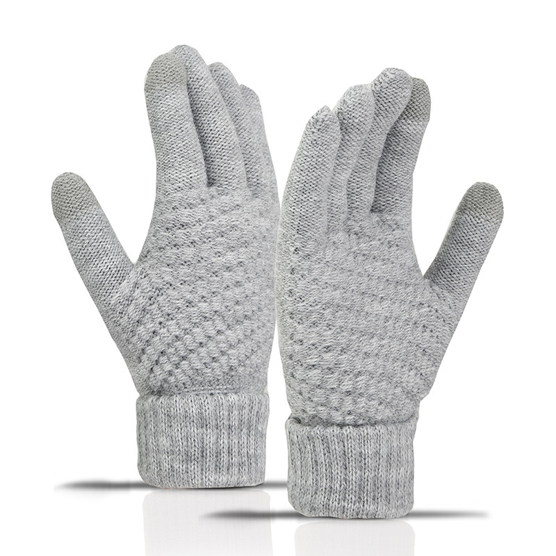 Fleece Lined Thickened Knitted Touch Screen Gloves