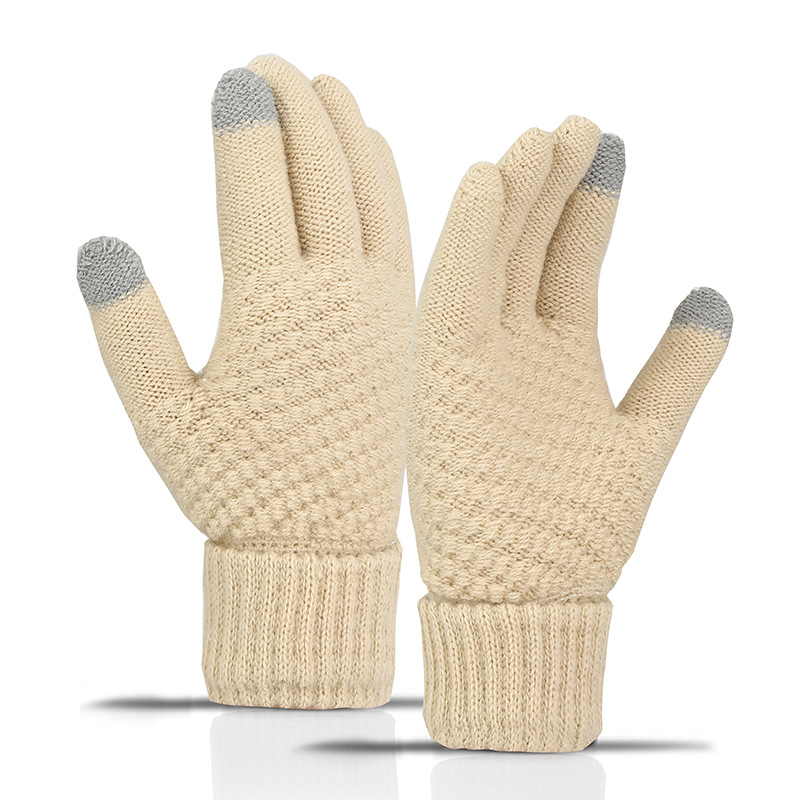 Fleece Lined Thickened Knitted Touch Screen Gloves