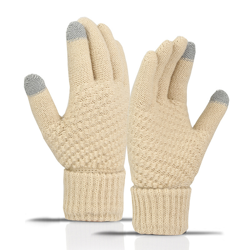 Fleece Lined Thickened Knitted Touch Screen Gloves