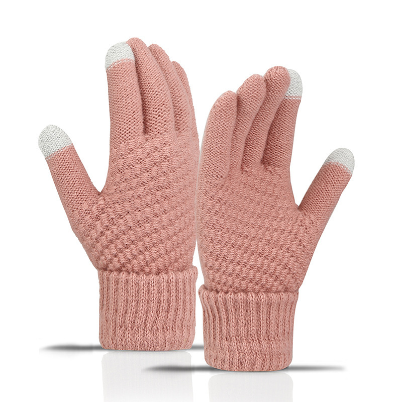 Fleece Lined Thickened Knitted Touch Screen Gloves