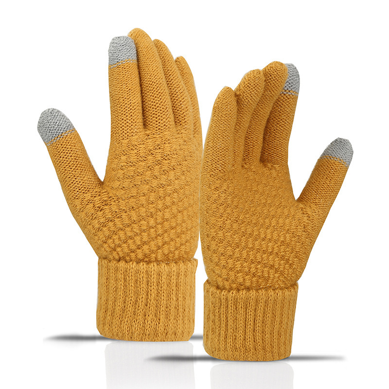Fleece Lined Thickened Knitted Touch Screen Gloves