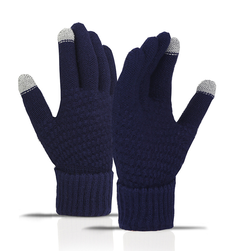 Fleece Lined Thickened Knitted Touch Screen Gloves