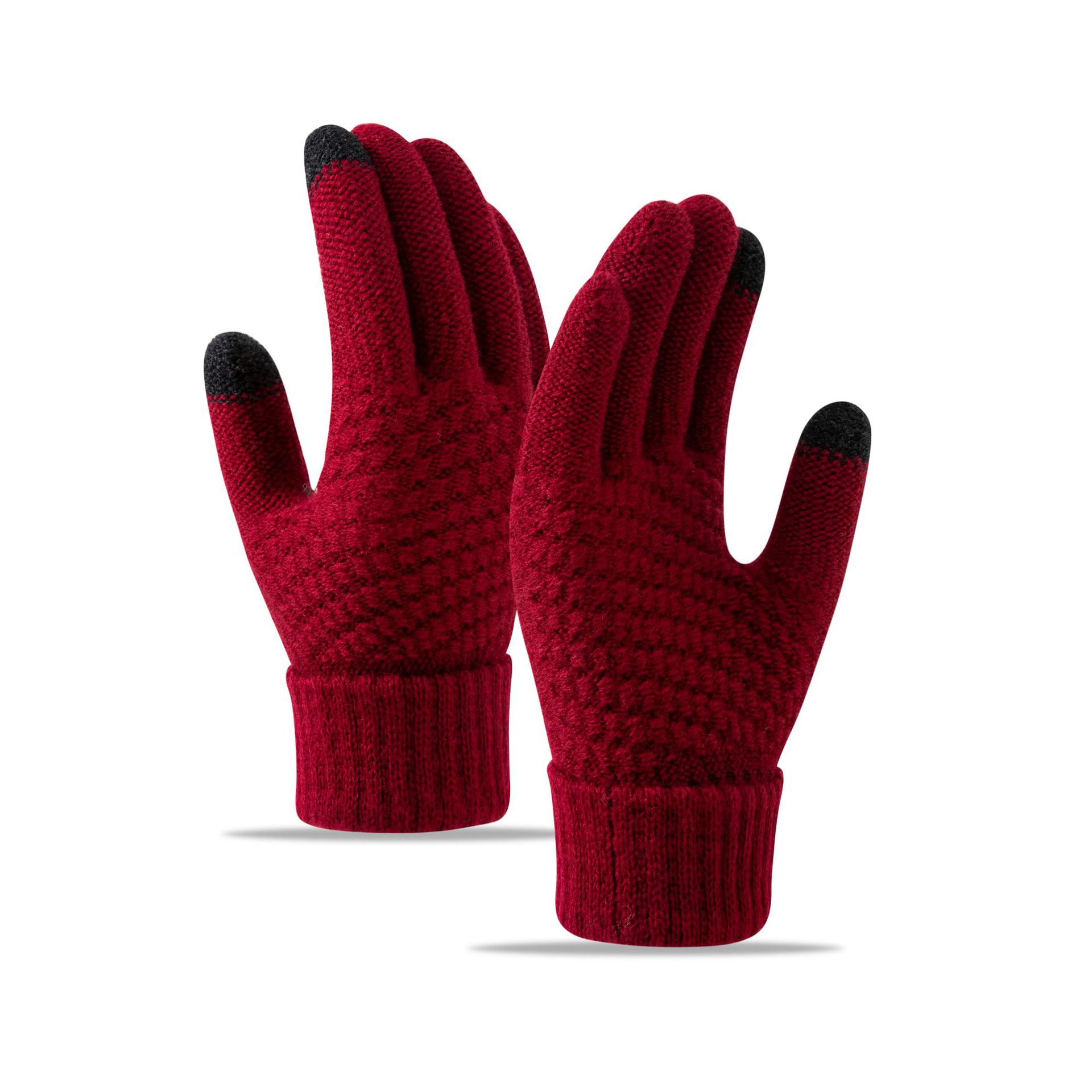 Fleece Lined Thickened Knitted Touch Screen Gloves