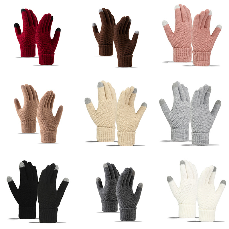 Fleece Lined Thickened Knitted Touch Screen Gloves