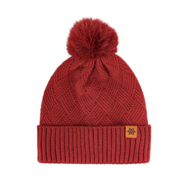 Women's Winter Knitted Beanie w/Pom Pom & Fleece Lining