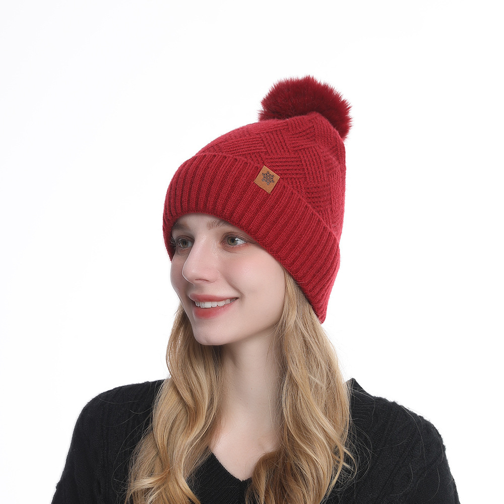 Women's Winter Knitted Beanie w/Pom Pom & Fleece Lining