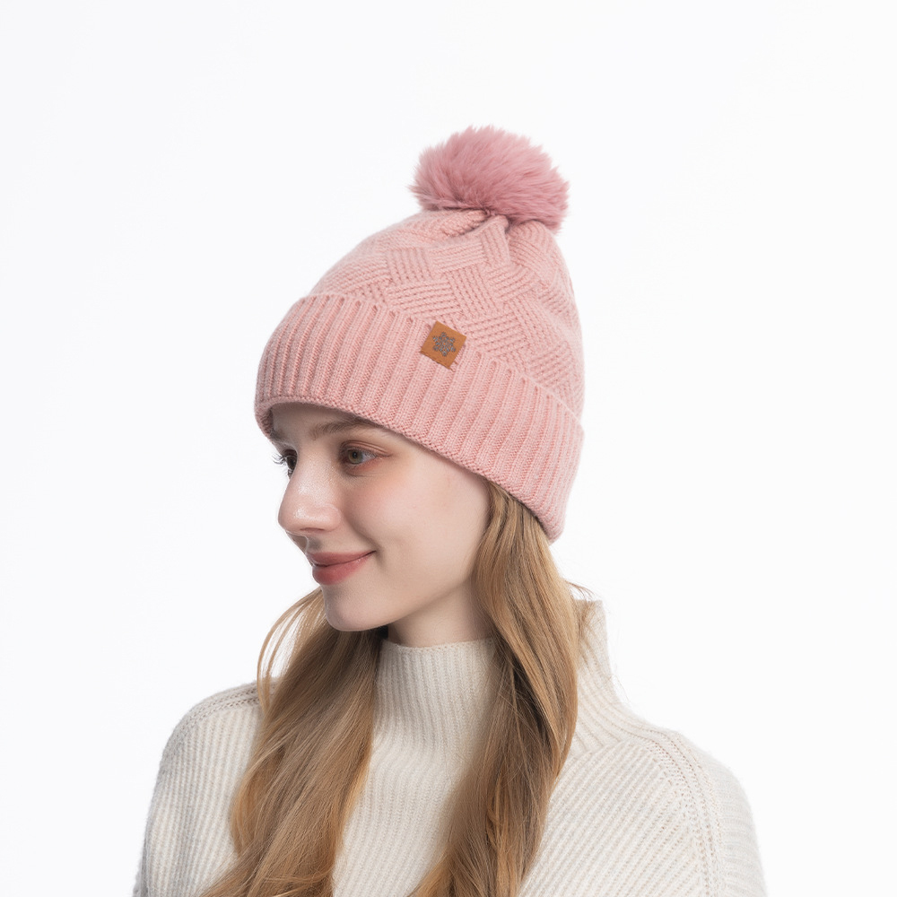 Women's Winter Knitted Beanie w/Pom Pom & Fleece Lining