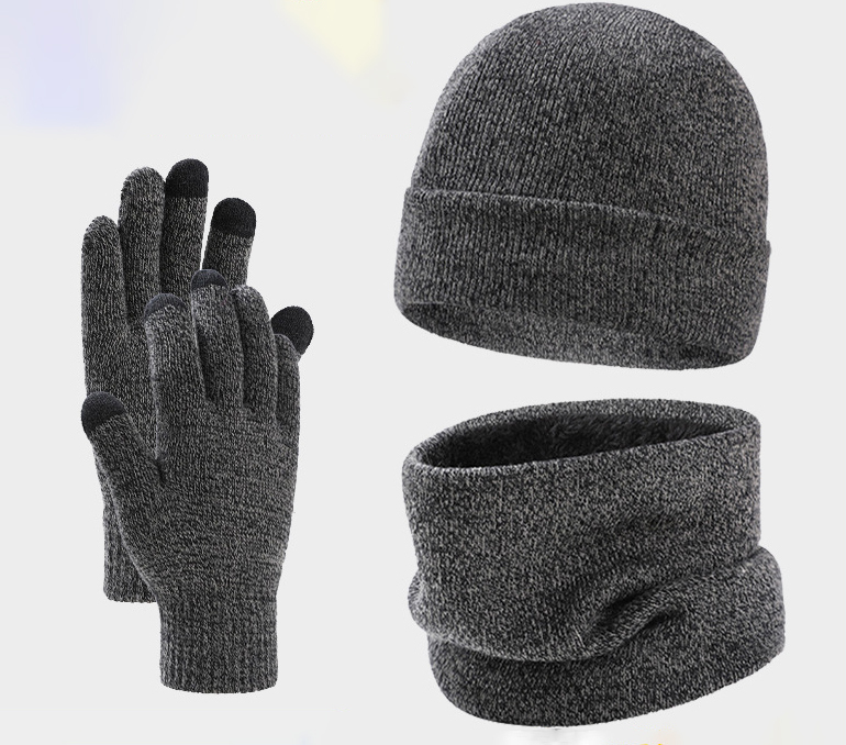 3 Pieces Fleece Lined Knitted Winter Set