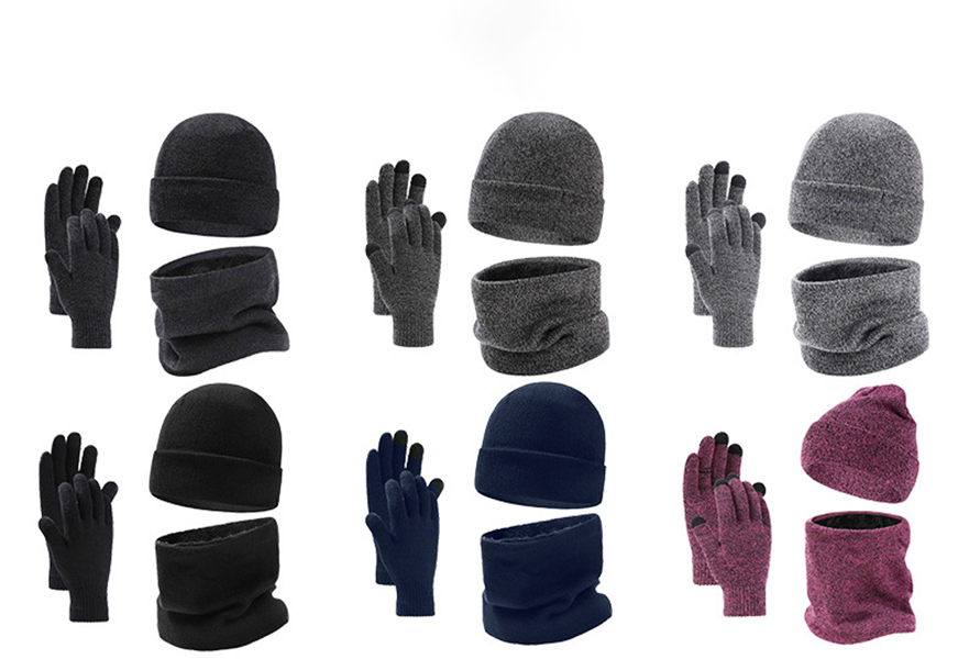3 Pieces Fleece Lined Knitted Winter Set