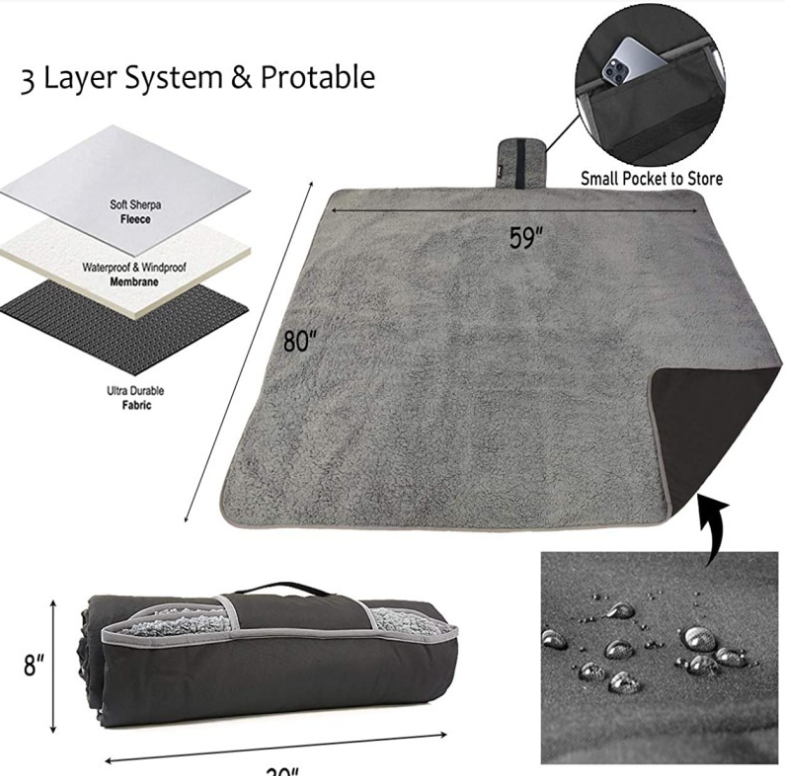 2-in-1 Travel Blanket/Camping Picnic Mat