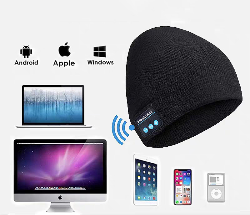 Knitted Beanie w/Wireless Headphones