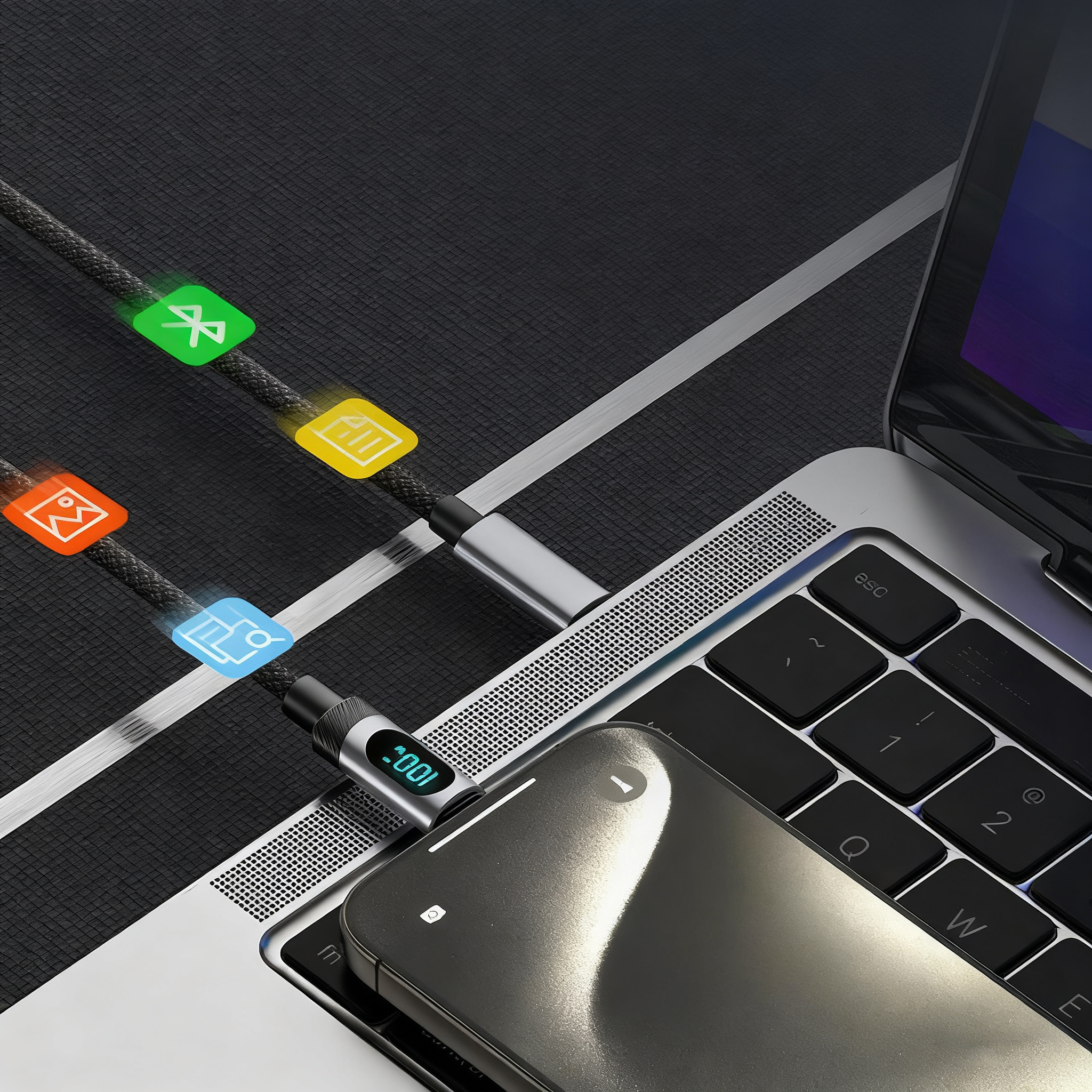 Smart Digital Display 100W Fast Charging Cable