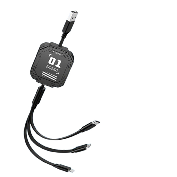 Retractable 3-in-1 100W Fast Charging Data Cable