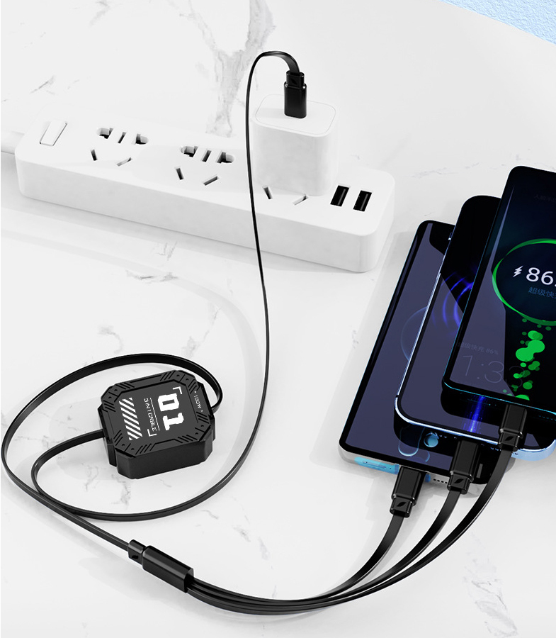 Retractable 3-in-1 100W Fast Charging Data Cable