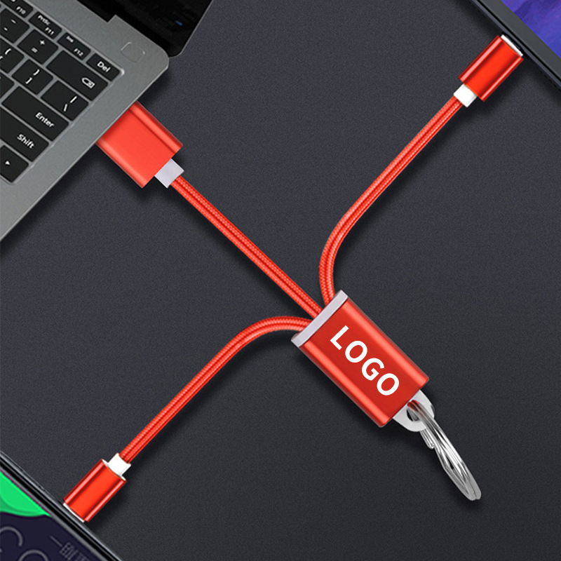 2-in-1 Nylon Braided Charging Cable w/Keychain