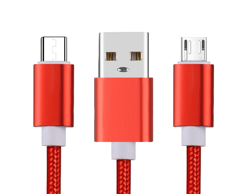 2-in-1 Nylon Braided Charging Cable w/Keychain