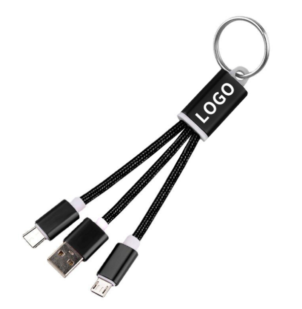 2-in-1 Nylon Braided Charging Cable w/Keychain