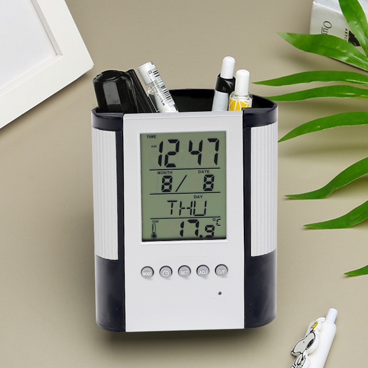 Digital Clock w/Pen Holder