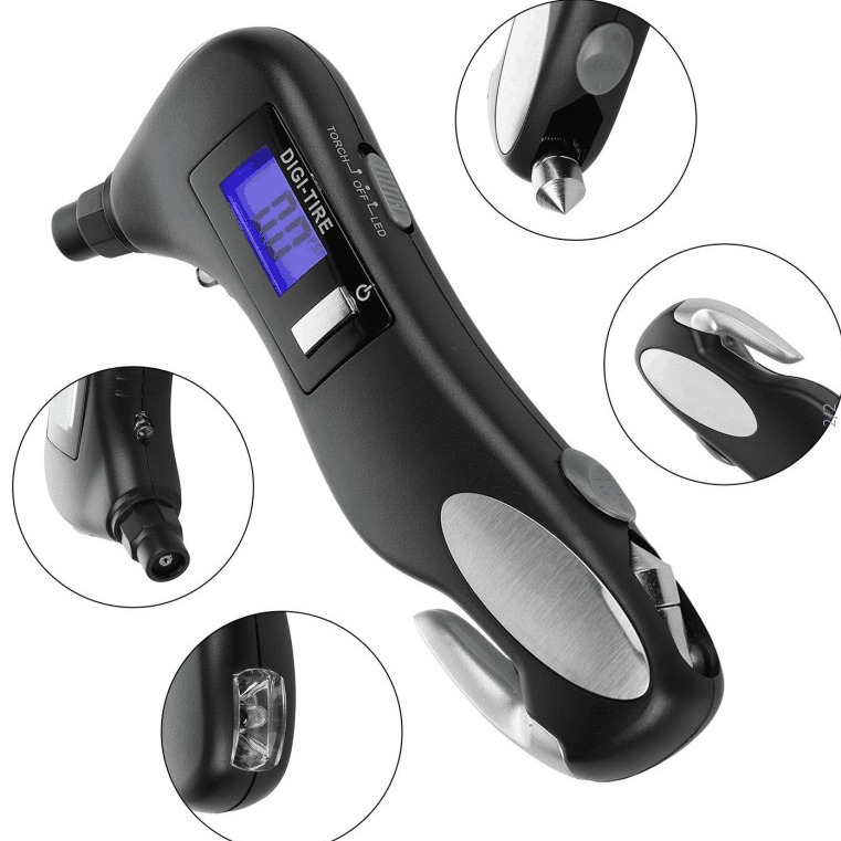 Digital Tire Gauge with Safety Hammer