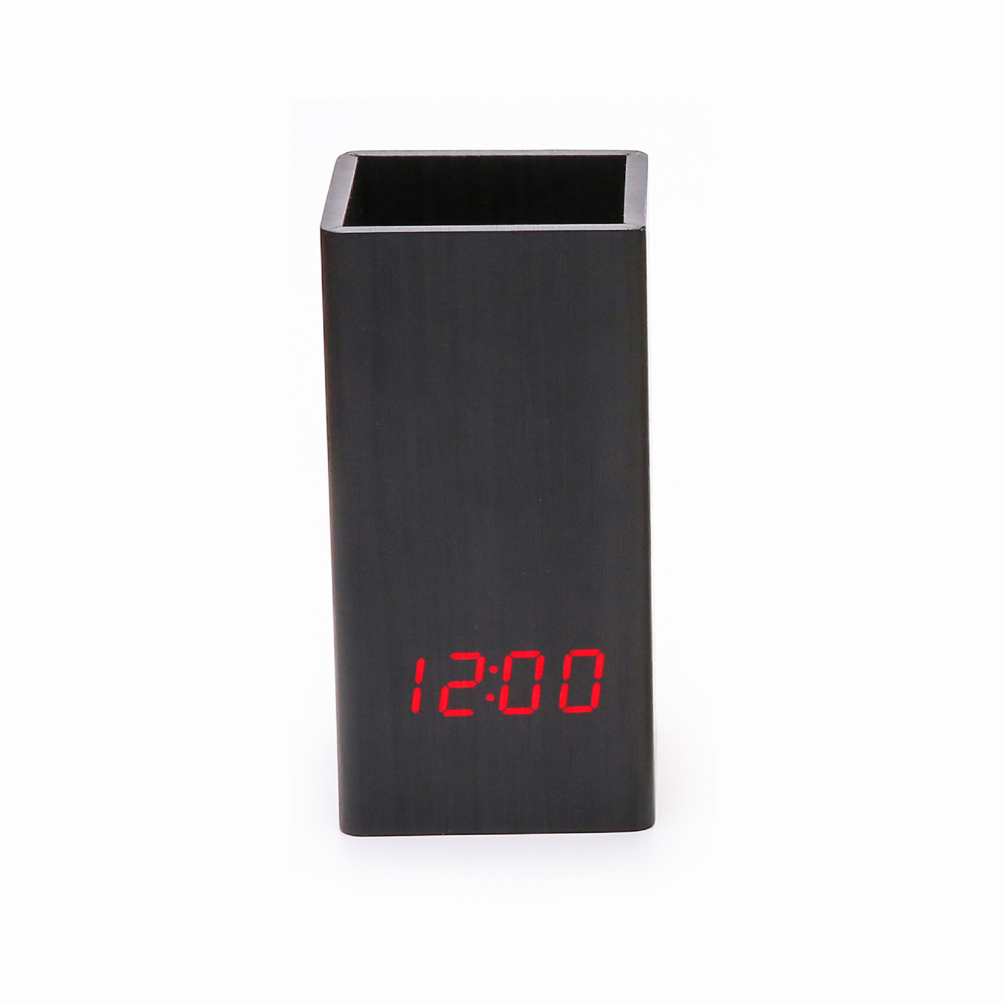 Wooden Digital Clock Pen Holder
