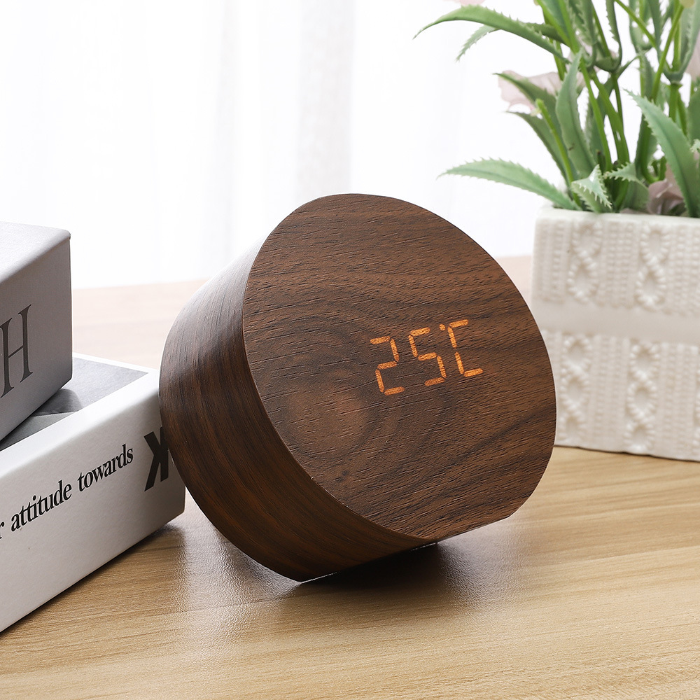 Curved Wooden LED Alarm Clock