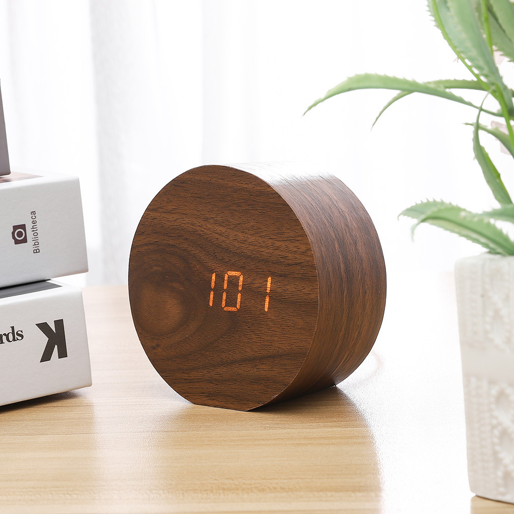Curved Wooden LED Alarm Clock