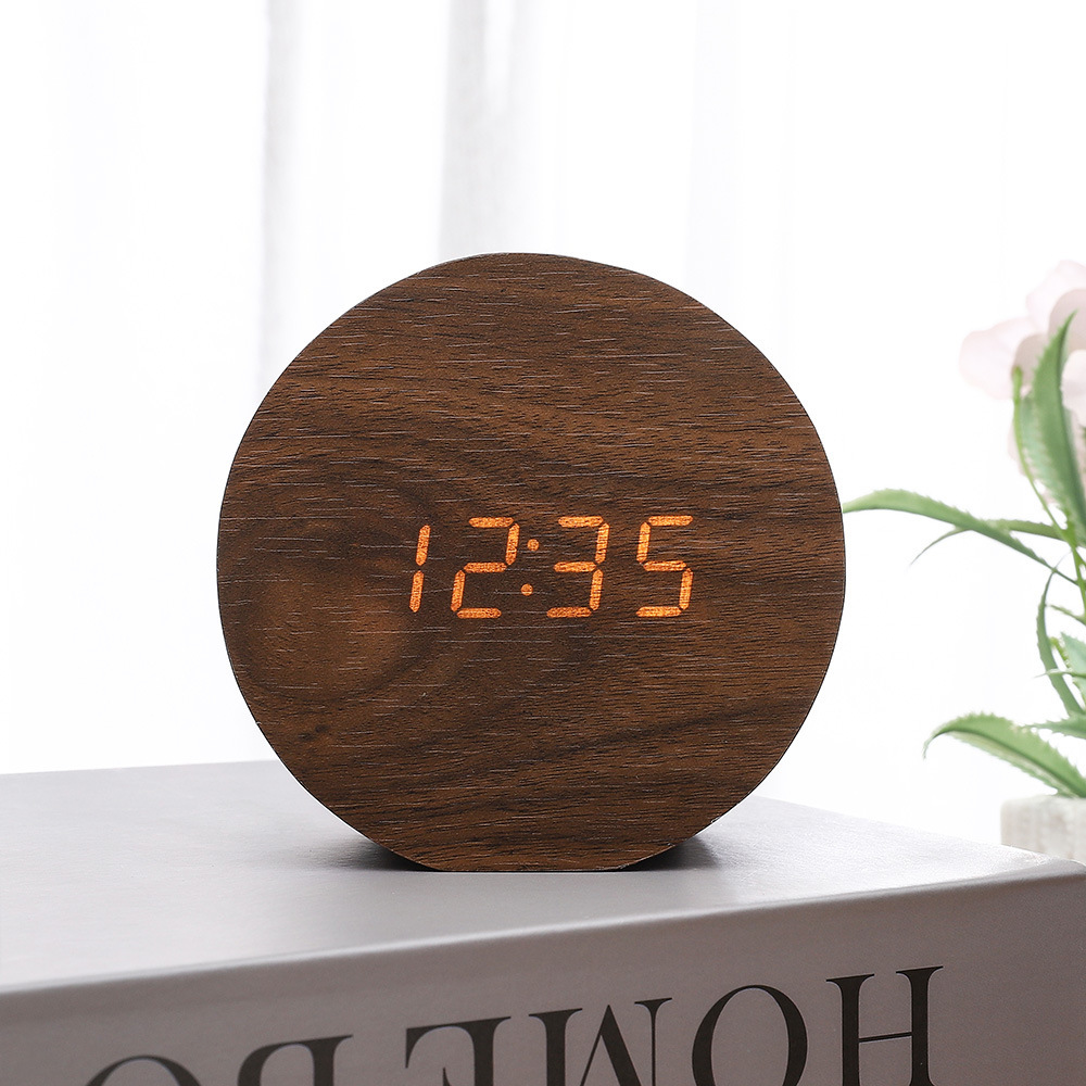 Curved Wooden LED Alarm Clock