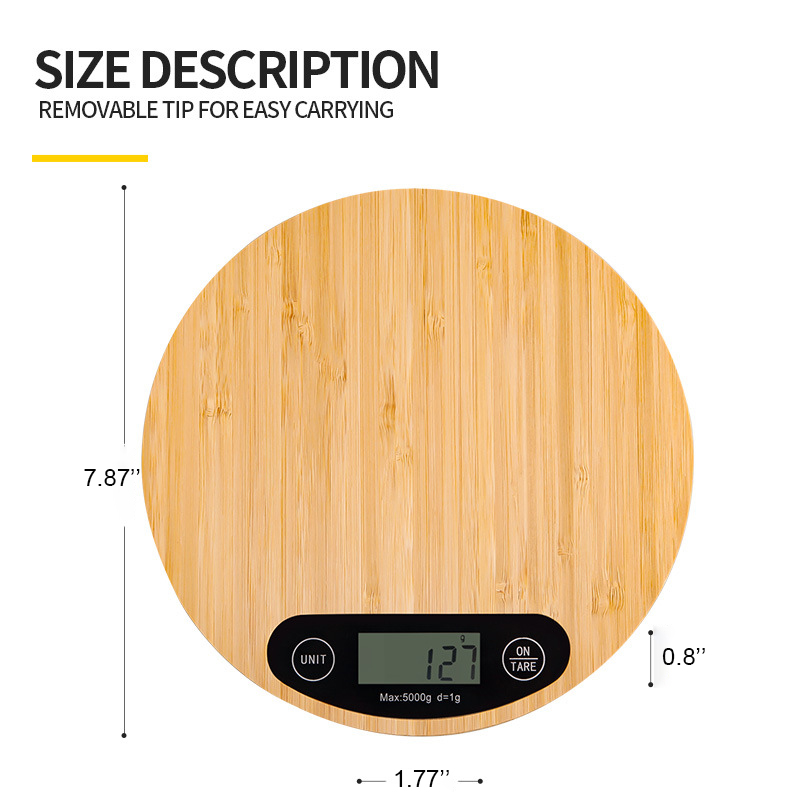 Round Bamboo Digital Kitchen Scale