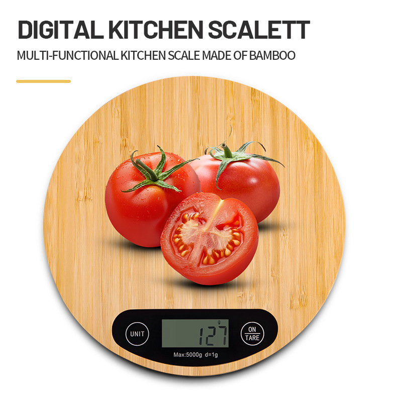 Round Bamboo Digital Kitchen Scale