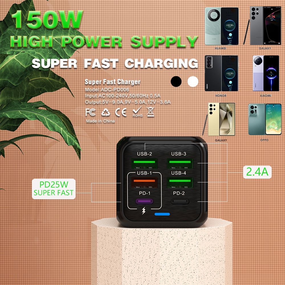 150W 6-Port Fast Charger
