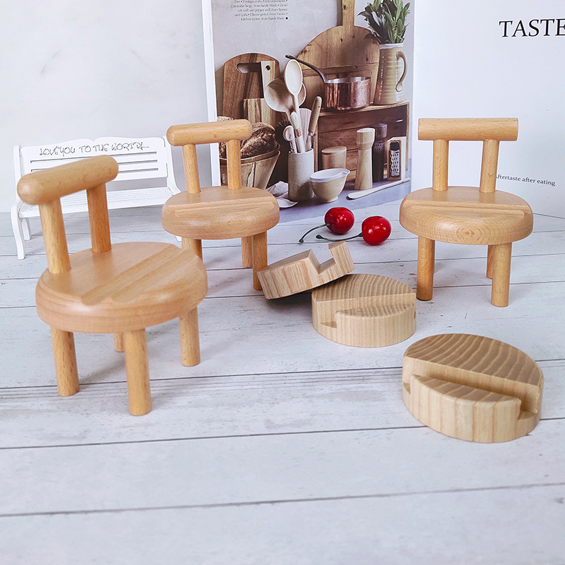 Wooden Mini Stool Phone Stand