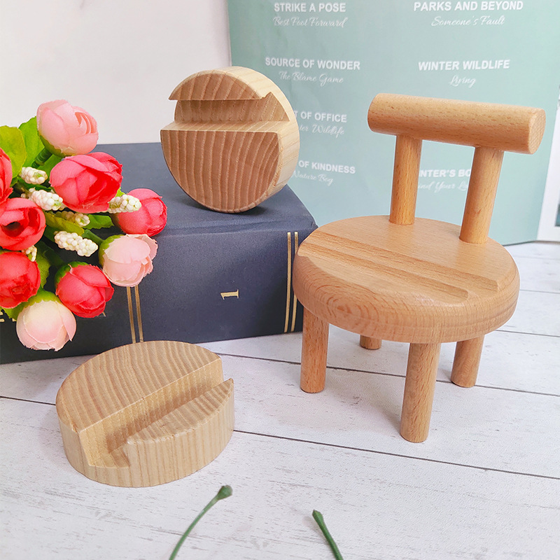 Wooden Mini Stool Phone Stand