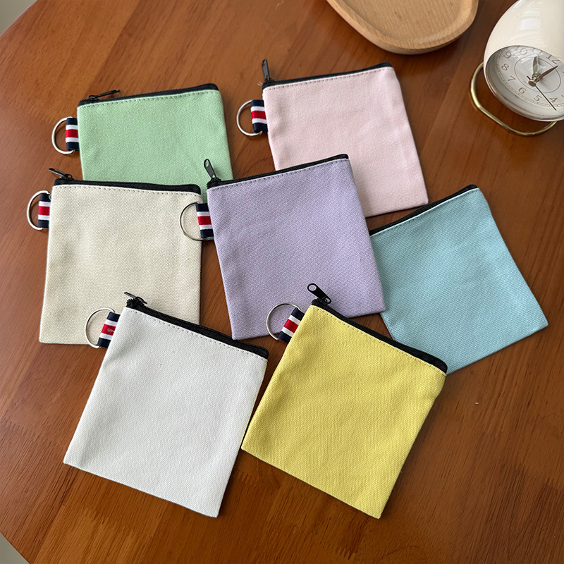 Square Canvas Zipper Coin Purse