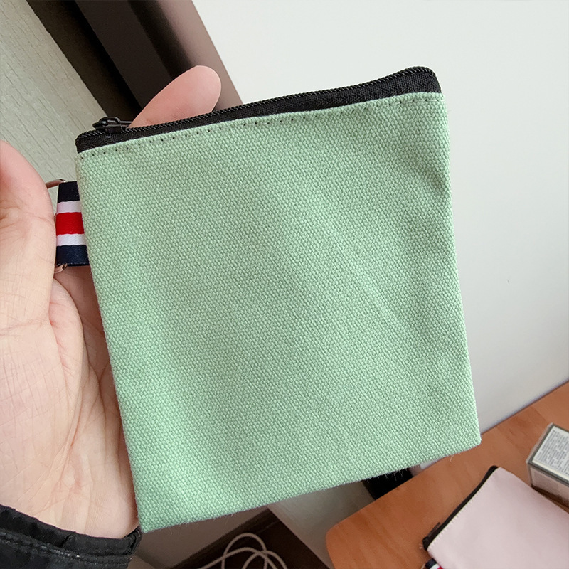 Square Canvas Zipper Coin Purse