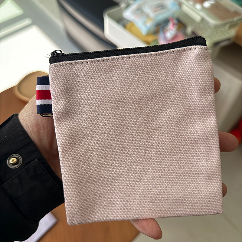 Square Canvas Zipper Coin Purse