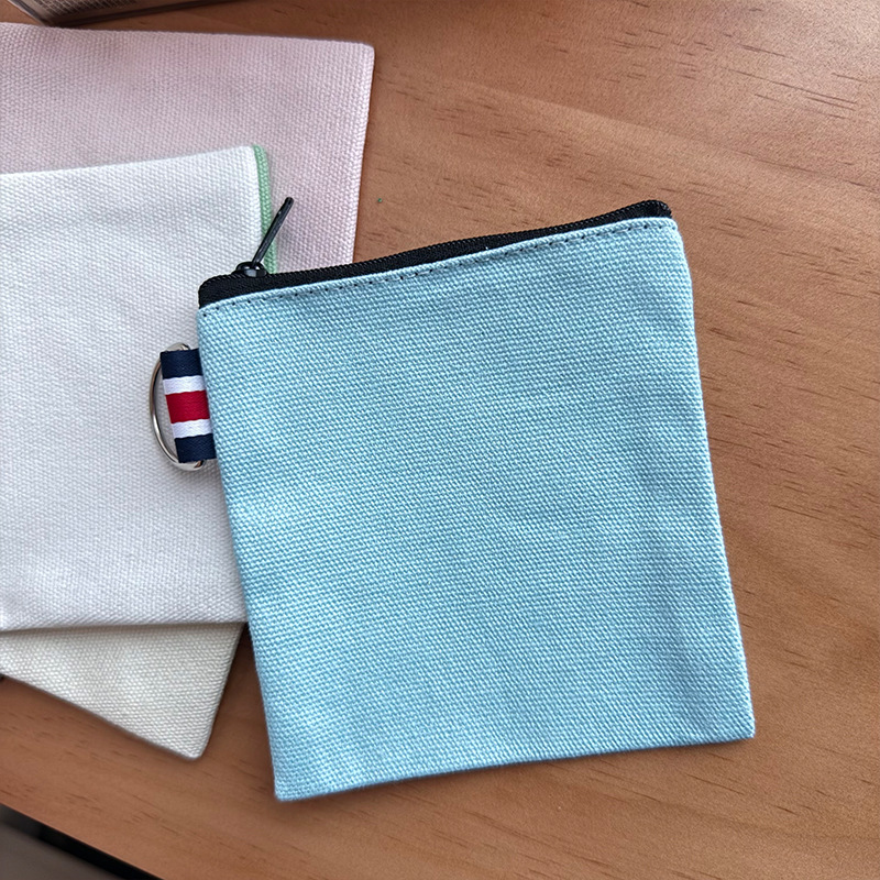 Square Canvas Zipper Coin Purse