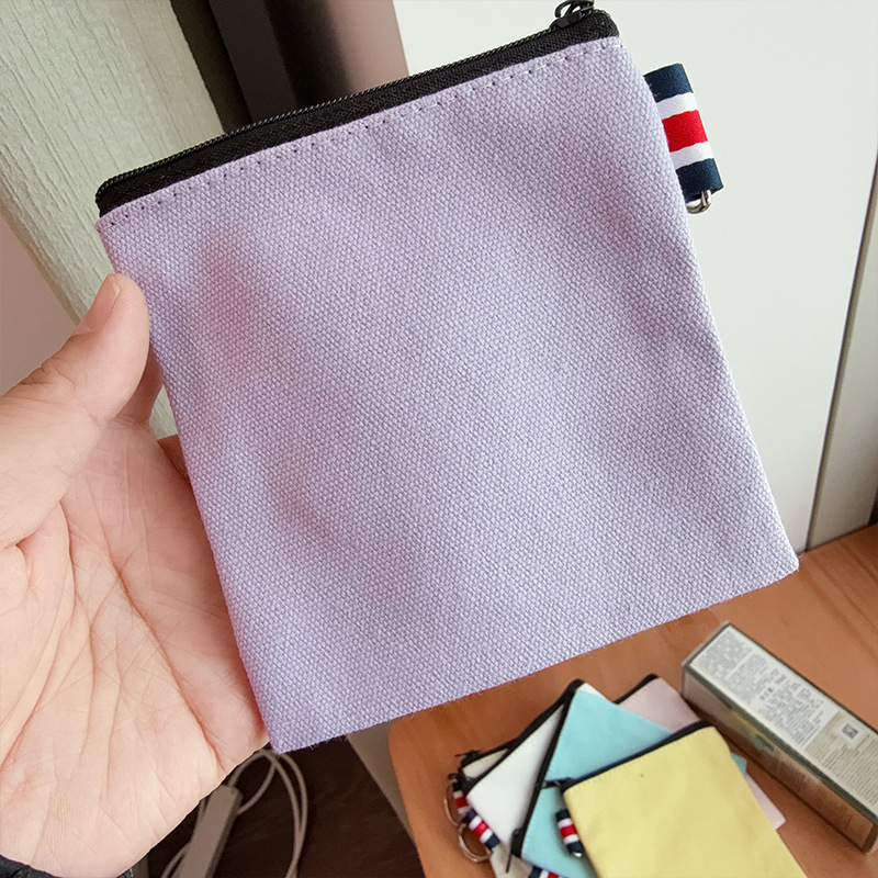 Square Canvas Zipper Coin Purse