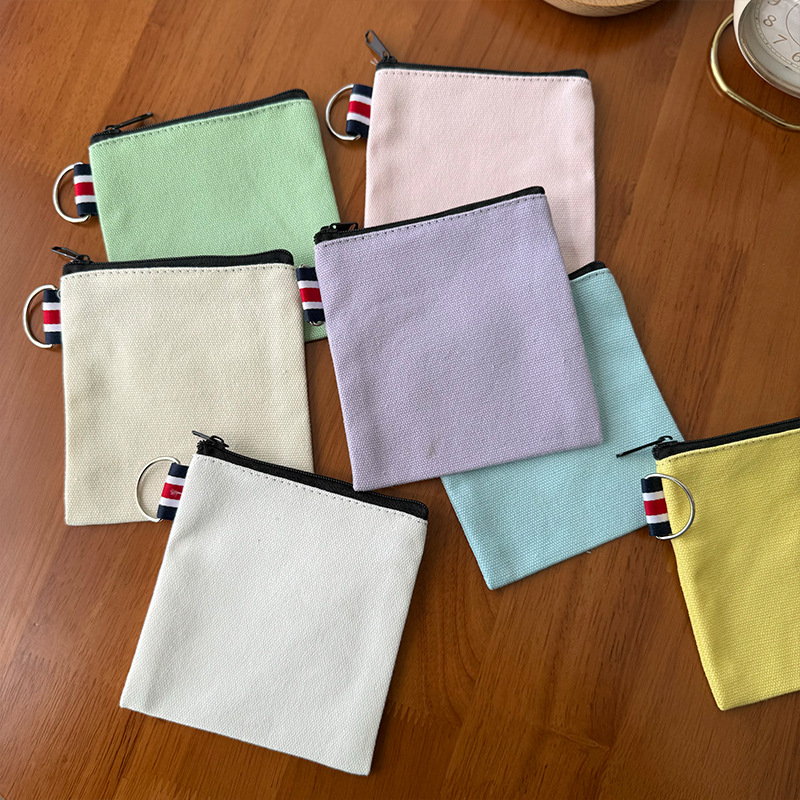 Square Canvas Zipper Coin Purse