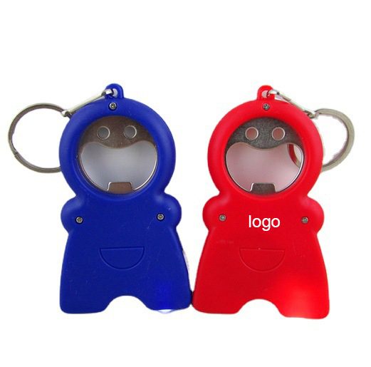 Human-Shaped LED Bottle Opener Keychain w/40" Tape Measure