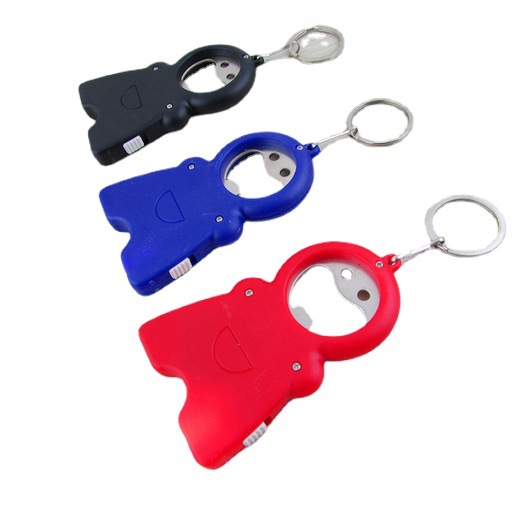 Human-Shaped LED Bottle Opener Keychain w/40" Tape Measure