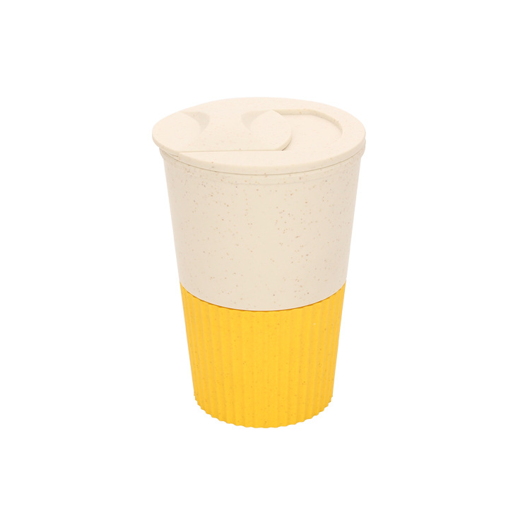 13oz Wheat Straw Plastic Coffee Cup with Lid