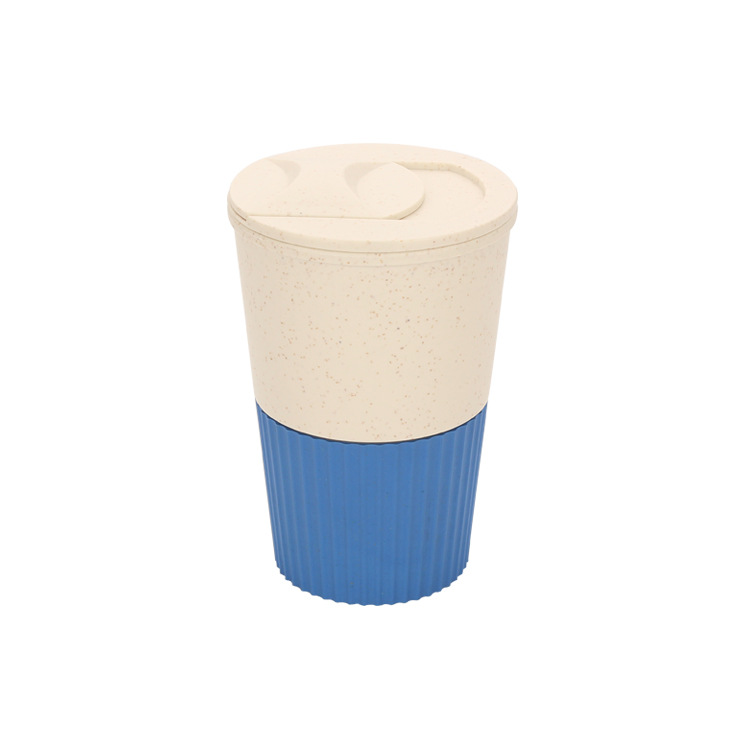 13oz Wheat Straw Plastic Coffee Cup with Lid