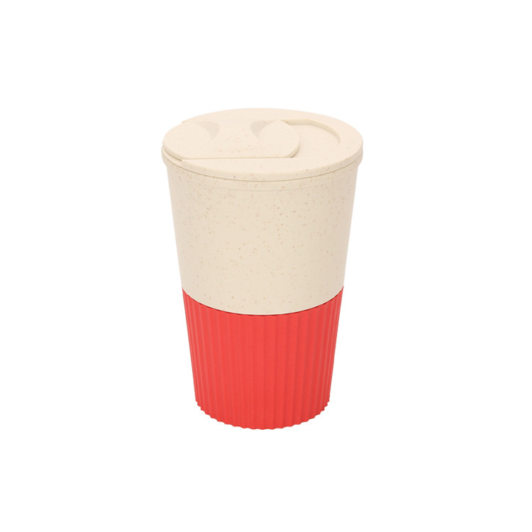 13oz Wheat Straw Plastic Coffee Cup with Lid