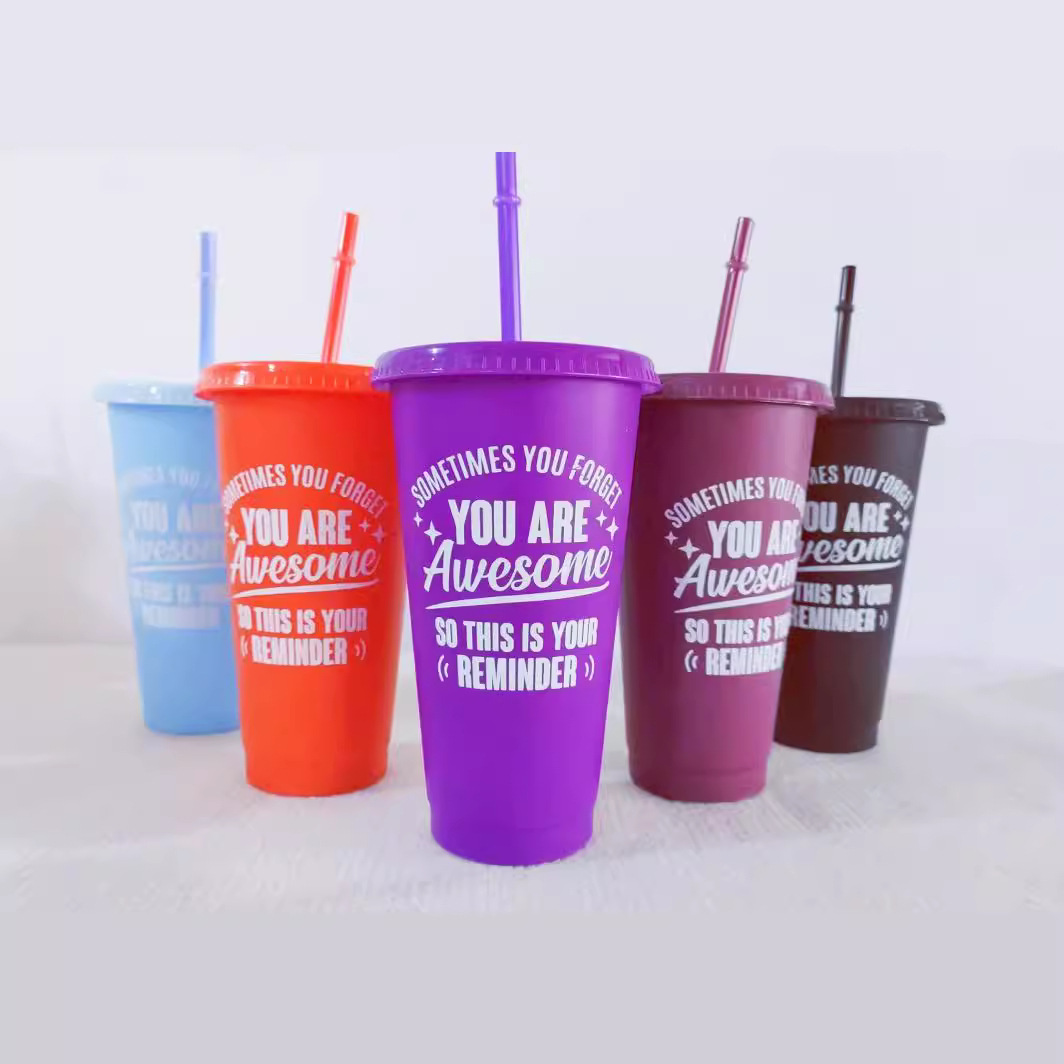 24oz PP Plastic Tumbler with Straw
