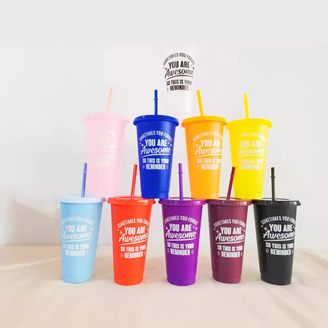 24oz PP Plastic Tumbler with Straw